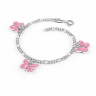 Charms-armbånd i sølv - Rosa sommerfugler thumbnail