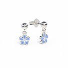 Øreheng i sølv - Små lyseblå blomster thumbnail