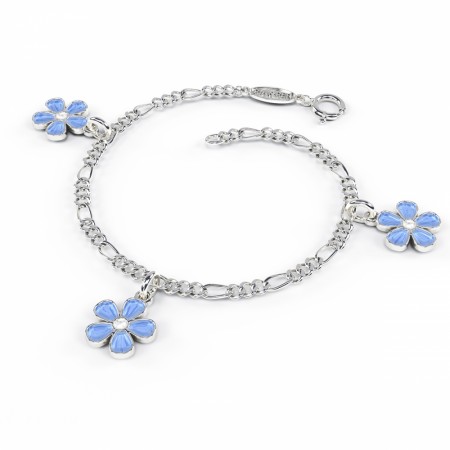 Charms-armbånd i sølv - Lyseblå blomster