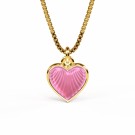 Halskjede i forgylt sølv - Rosa hjerte thumbnail