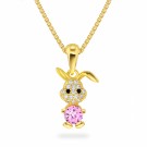 Kanin i forgylt sølv med rosa og hvit cubic zirconia thumbnail