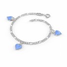 Charms-armbånd i sølv - Lyseblå hjerter thumbnail