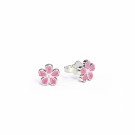 Ørestikk i sølv - Små rosa blomster thumbnail