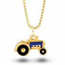 Traktor i gull m/ blå emalje thumbnail