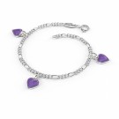 Charms-armbånd i sølv - Lilla hjerter thumbnail