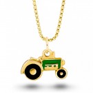 Traktor i gull m/ grønn emalje thumbnail