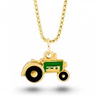 Traktor i gull m/ grønn emalje thumbnail