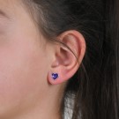 Ørestikk i sølv - Lilla hjerter thumbnail
