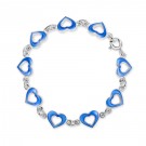 Helarmbånd i sølv - Åpne blå hjerter thumbnail