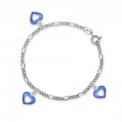 Charms-armbånd i sølv - Åpne blå hjerter thumbnail