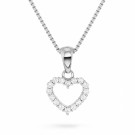 Halskjede i rhodinert sølv - Hjerte med cubic zirconia thumbnail
