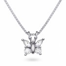 Halskjede i rhodinert sølv - Sommerfugl med cubic zirconia thumbnail