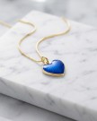 Halskjede i forgylt sølv - Blått hjerte thumbnail
