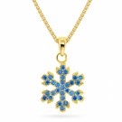 Snøkrystall i forgylt sølv med blå cubic zirconia thumbnail