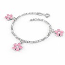 Charms-armbånd i sølv - Rosa blomster thumbnail