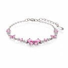 Armbånd i rhodinert sølv, sommerfugl med rosa cubic zirconia thumbnail