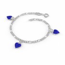 Charms-armbånd i sølv - Blå hjerter thumbnail
