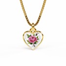 Halskjede i forgylt sølv - Hjerte med rosemotiv thumbnail