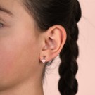Øreheng i sølv - Små rosa hjerter thumbnail