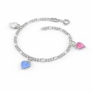 Charms-armbånd i sølv - Rosa-lyseblå-hvite hjerter thumbnail