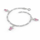 Charms-armbånd i sølv - Rosa prinsessekroner thumbnail