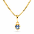 Halskjede i gull - blått hjerte thumbnail