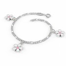 Charms-armbånd i sølv - Hvite blomster thumbnail
