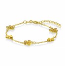 Armbånd i forgylt sølv med blomster, rosa cubic zirconia thumbnail