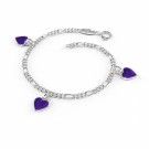 Charms-armbånd i sølv - Lilla hjerter thumbnail