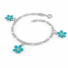Charms-armbånd i sølv - Turkise blomster thumbnail