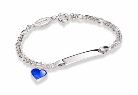 ID-armbånd i sølv - Blått hjerte