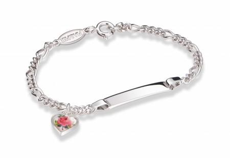 ID-armbånd i sølv - Rosemotiv