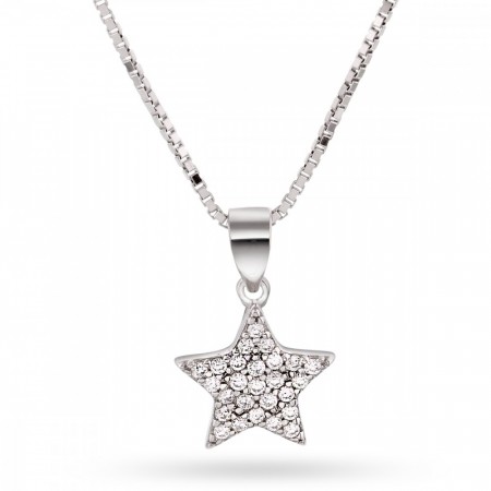 Halssmykke i sølv - stjerne med zirconia