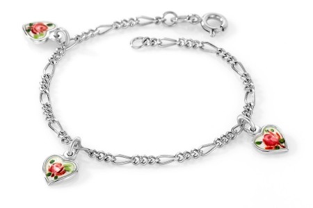 Charms-armbånd i sølv - Rosemotiv
