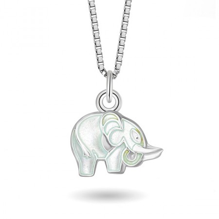 Halskjede i sølv - Hvit elefant