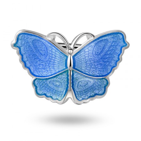 Nål i sølv - Lyseblå sommerfugl
