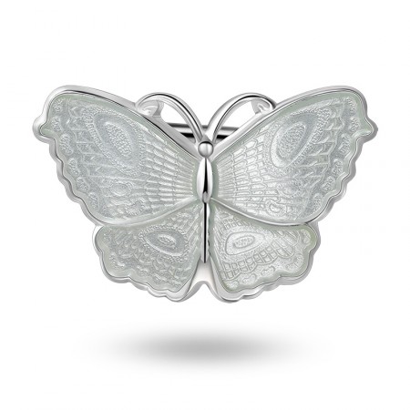 Nål i sølv - Hvit sommerfugl