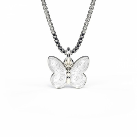 Halskjede i sølv - Hvit sommerfugl