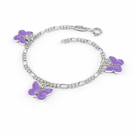 Charms-armbånd i sølv - Lilla sommerfugler