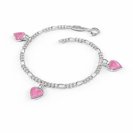 Charms-armbånd i sølv - Rosa hjerter