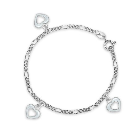 Charms-armbånd i sølv - Åpne hvite hjerter