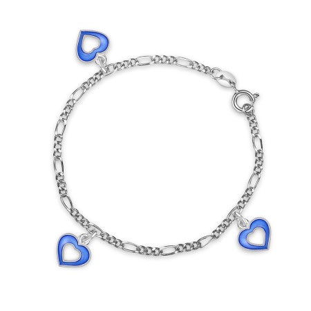 Charms-armbånd i sølv - Åpne blå hjerter