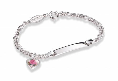 ID-armbånd i sølv - Rosemotiv