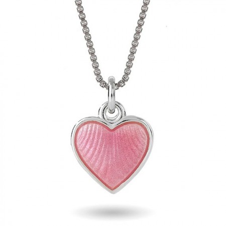 Halssmykke sølv - 11 mm rosa hjerte