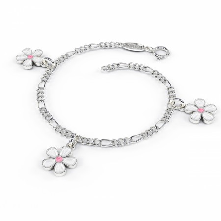 Charms-armbånd i sølv - Hvite blomster