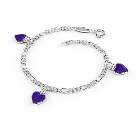 Charms-armbånd i sølv - Lilla hjerter