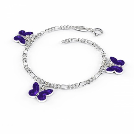 Charms-armbånd i sølv - Lilla sommerfugler