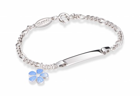 ID-armbånd i sølv - Blå blomst